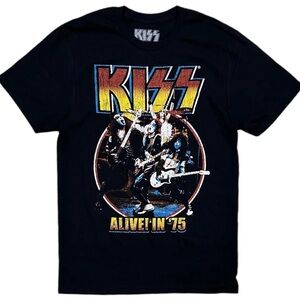 KISS Alive II ’75 Graphic Band Tee Size Large Unisex Black NWOT